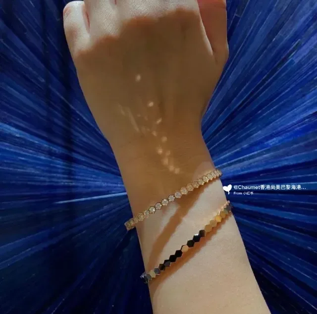 Hexagonal-Link Pavé Crystal Stackable Bangle Bracelets 7