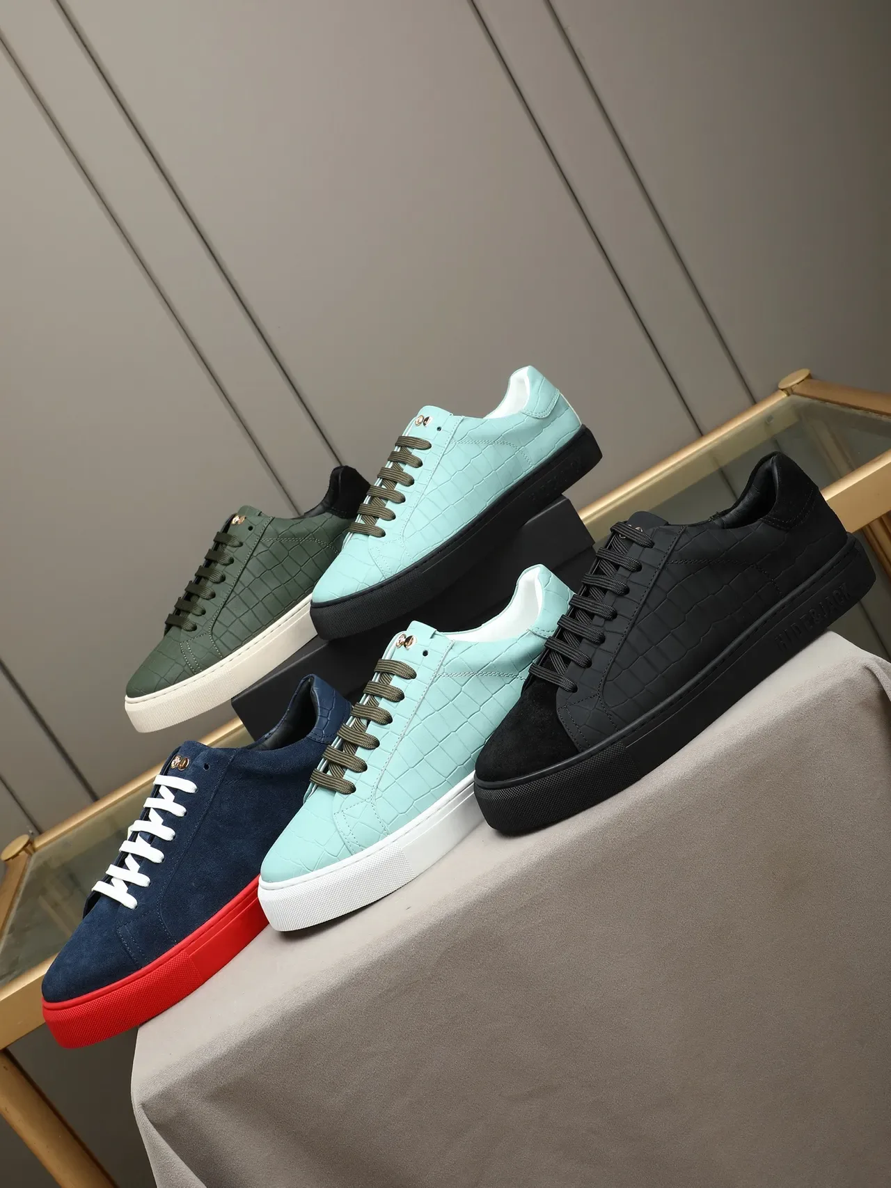 HIDE&JACK Croc-Embossed Mint Blue Low-Top Lifestyle Sneaker 3