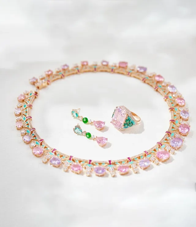 High-Collar Multi-Gem Enamel-Accented Pavé-Diamond Necklace 3