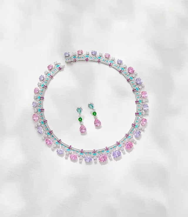 High-Collar Multi-Gem Enamel-Accented Pavé-Diamond Necklace 4