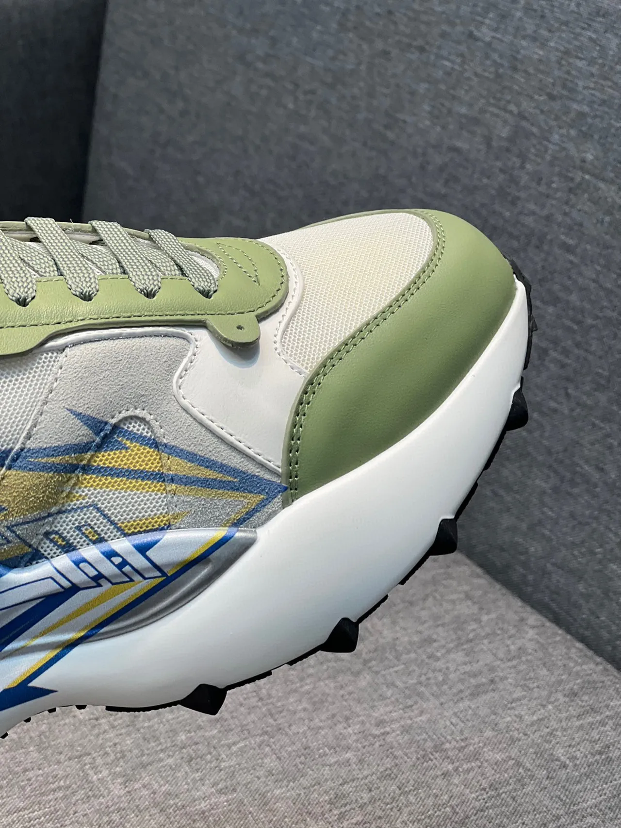 Lime Green and Blue Graphic Racing Sneaker 3