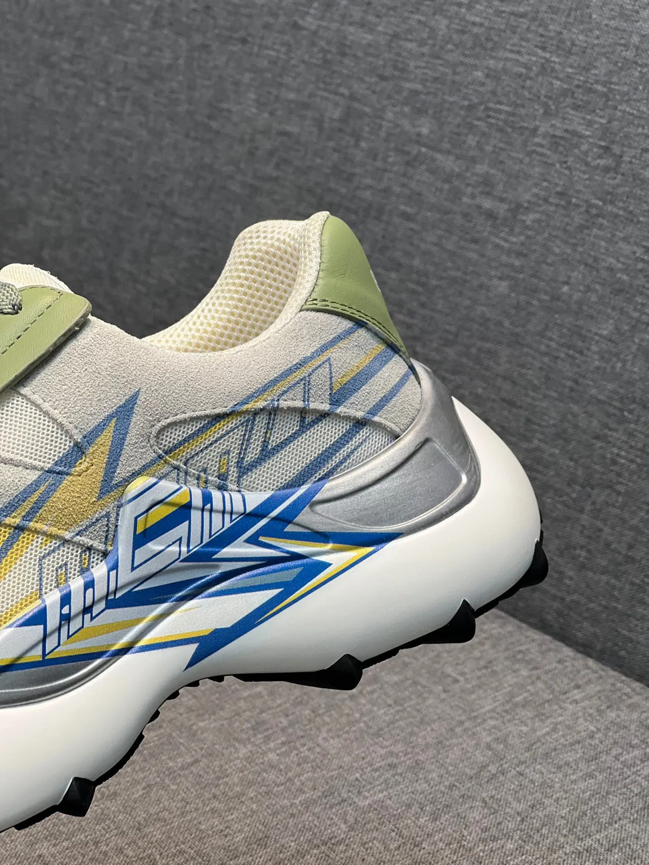Lime Green and Blue Graphic Racing Sneaker 8