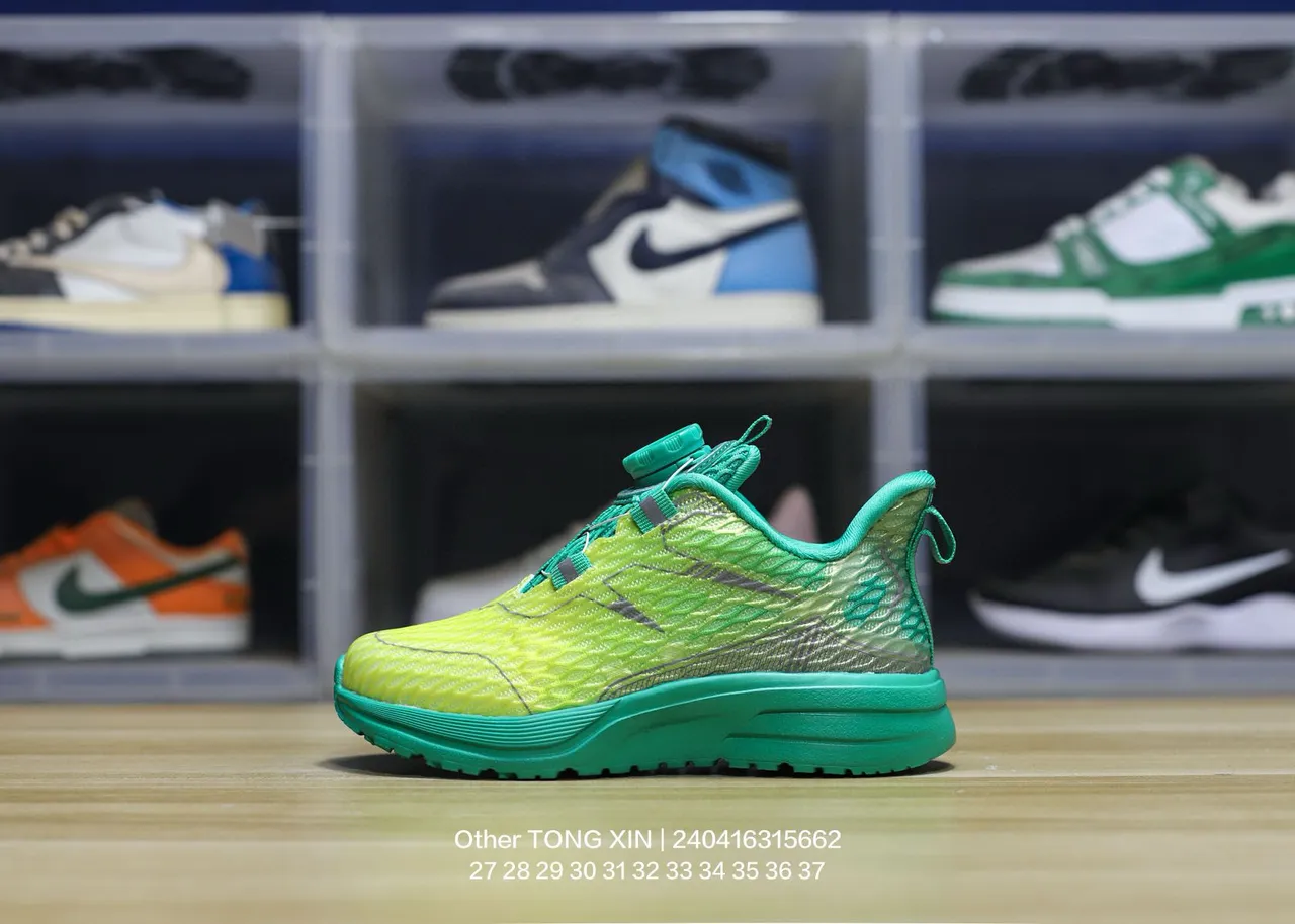 Lime Green to Teal Gradient Mesh Kids Lifestyle Sneaker 2