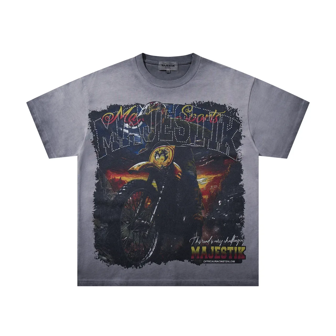 MAJESTIK Graphic-Print Motocross-Themed Oversized T-Shirt 3
