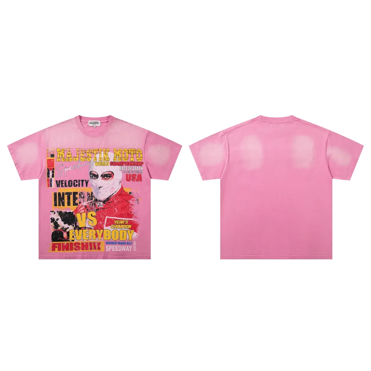 MAJESTIK Moto Graphic Print Pink Oversized T-Shirt 2