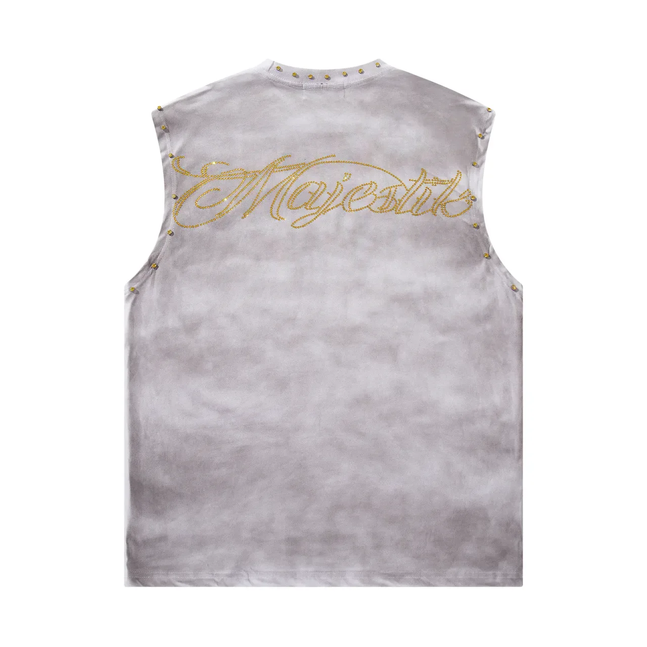 MAJESTIK Tie-Dye Gray Studded Graphic Vest Top 3