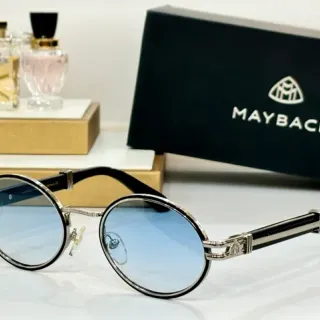 Maybach Round Metal Frame Blue Gradient Sunglasses