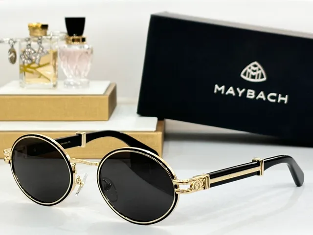 Maybach Round Metal Frame Blue Gradient Sunglasses 5