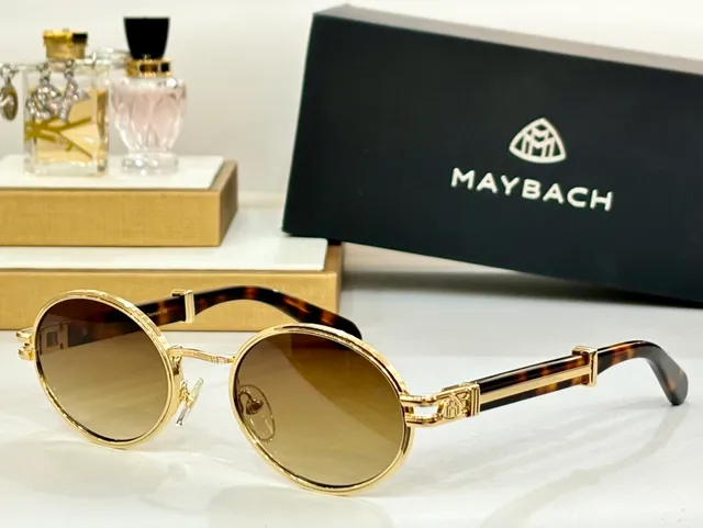 Maybach Round Metal Frame Blue Gradient Sunglasses 7