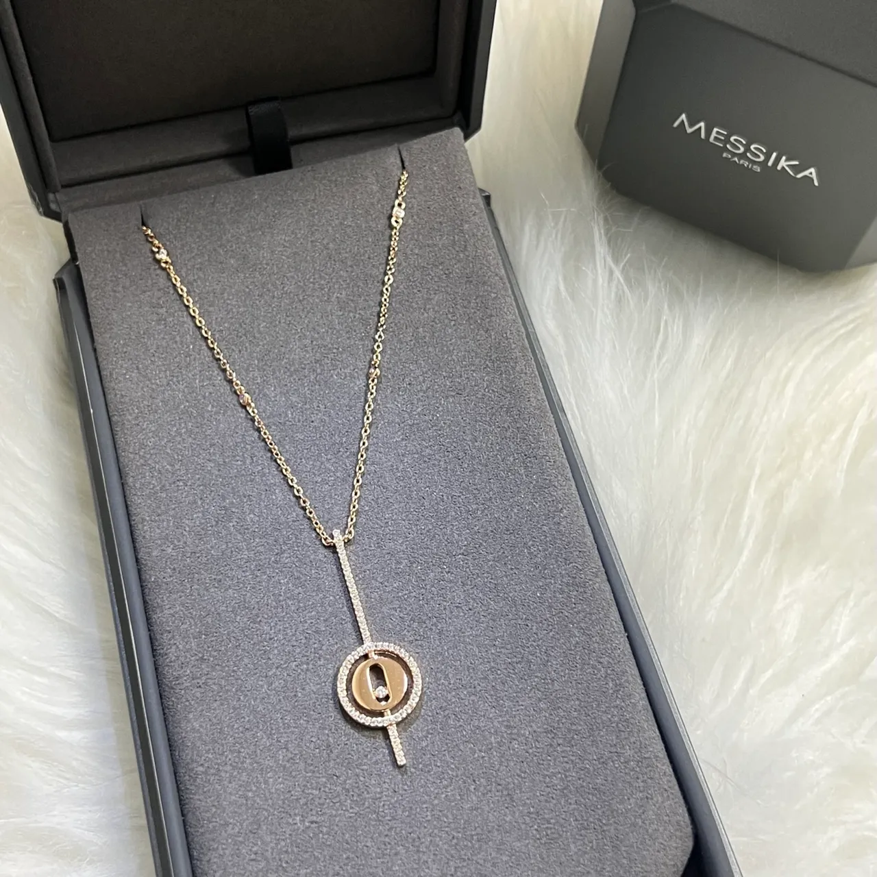 Messika Move Uno Pavé Diamond Circle Bar Pendant Necklace 2
