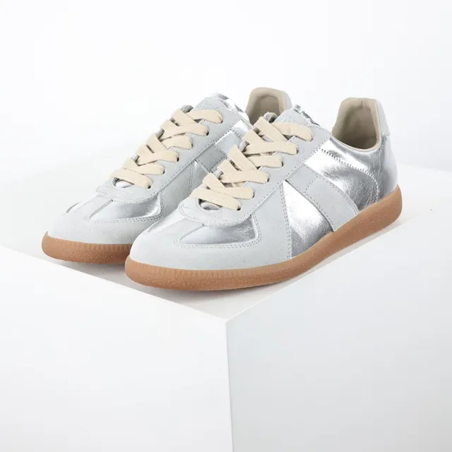 Metallic Silver and Gray Suede Lifestyle Sneakers 2