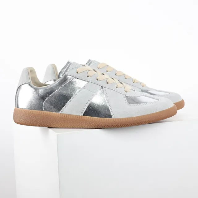 Metallic Silver and Gray Suede Lifestyle Sneakers 3
