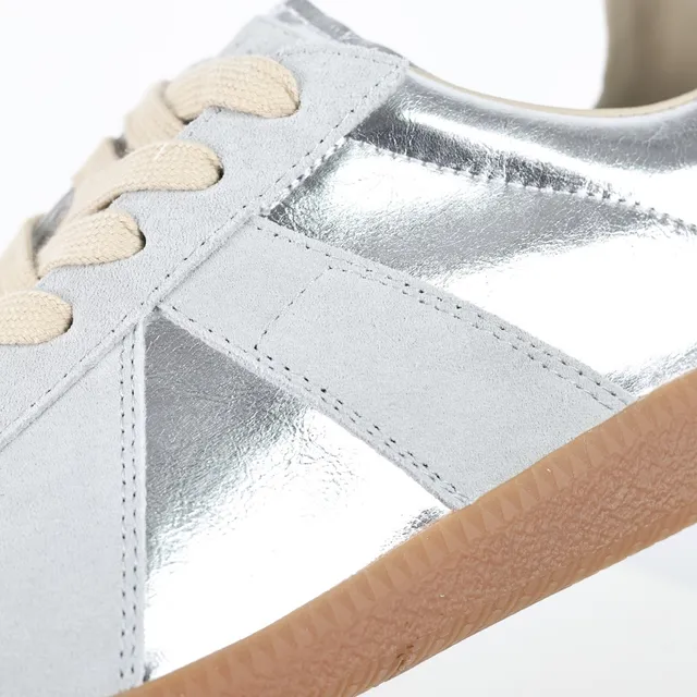 Metallic Silver and Gray Suede Lifestyle Sneakers 6