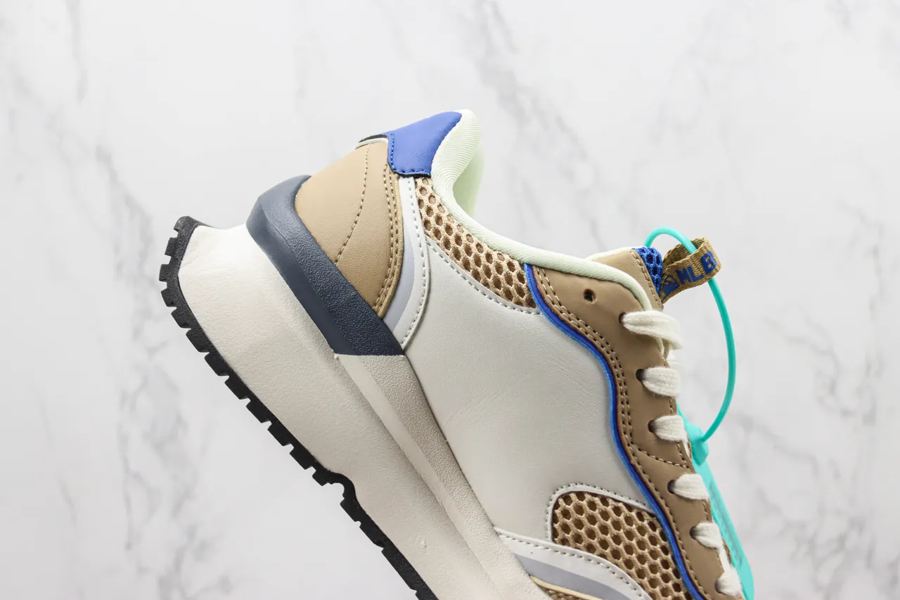 MLB Beige Blue Layered Mesh And Synthetic Upper Bold Team Logo Side Panel Lifestyle Sneakers 5