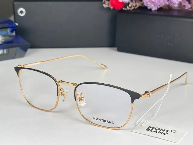 Montblanc Silver Black Rimless Metal Temple Optical Glasses 5