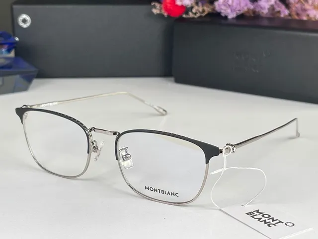 Montblanc Silver Black Rimless Metal Temple Optical Glasses 6