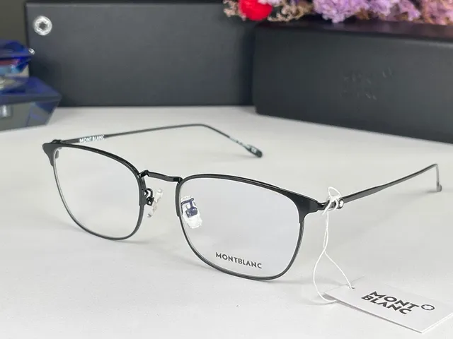 Montblanc Silver Black Rimless Metal Temple Optical Glasses 7