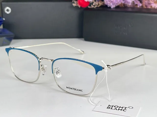 Montblanc Silver Black Rimless Metal Temple Optical Glasses 9