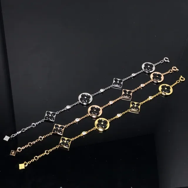 Multi-Tone Chain-Link Floral Charm Bracelets 2