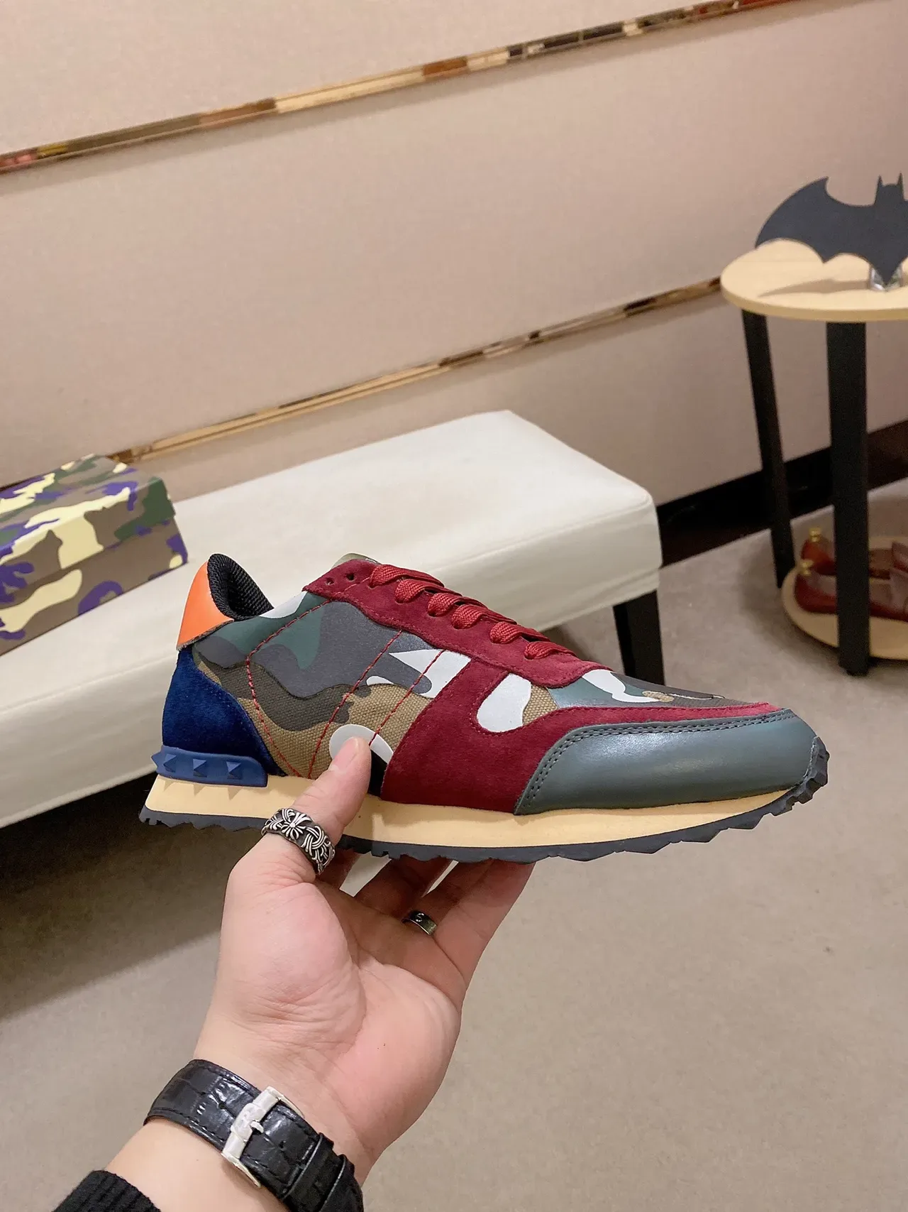 Multicolor Camouflage Paneling Suede And Synthetic Overlays Sneakers 4