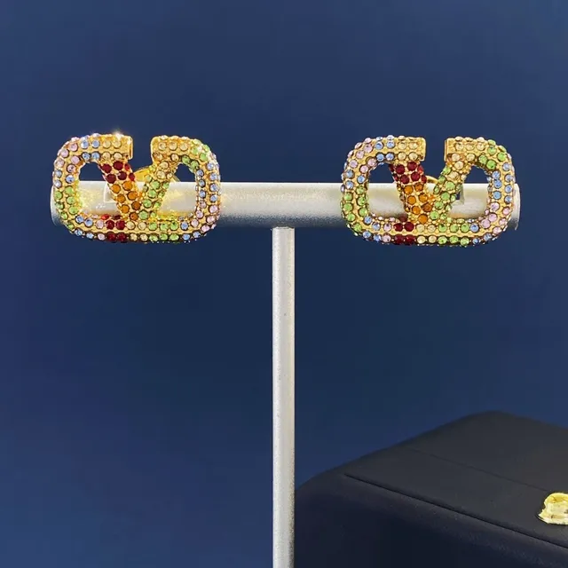 Multicolor Crystal Pave Gold-Tone V-Motif Jewelry 2