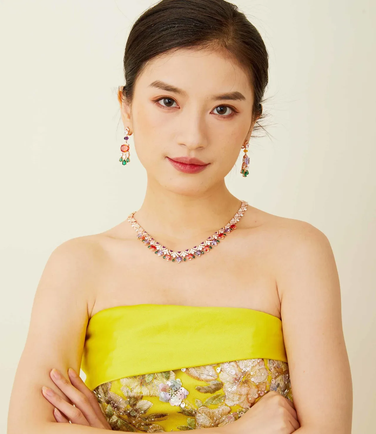 Multicolor Faceted Gemstone Chandelier Dangling Earrings 3