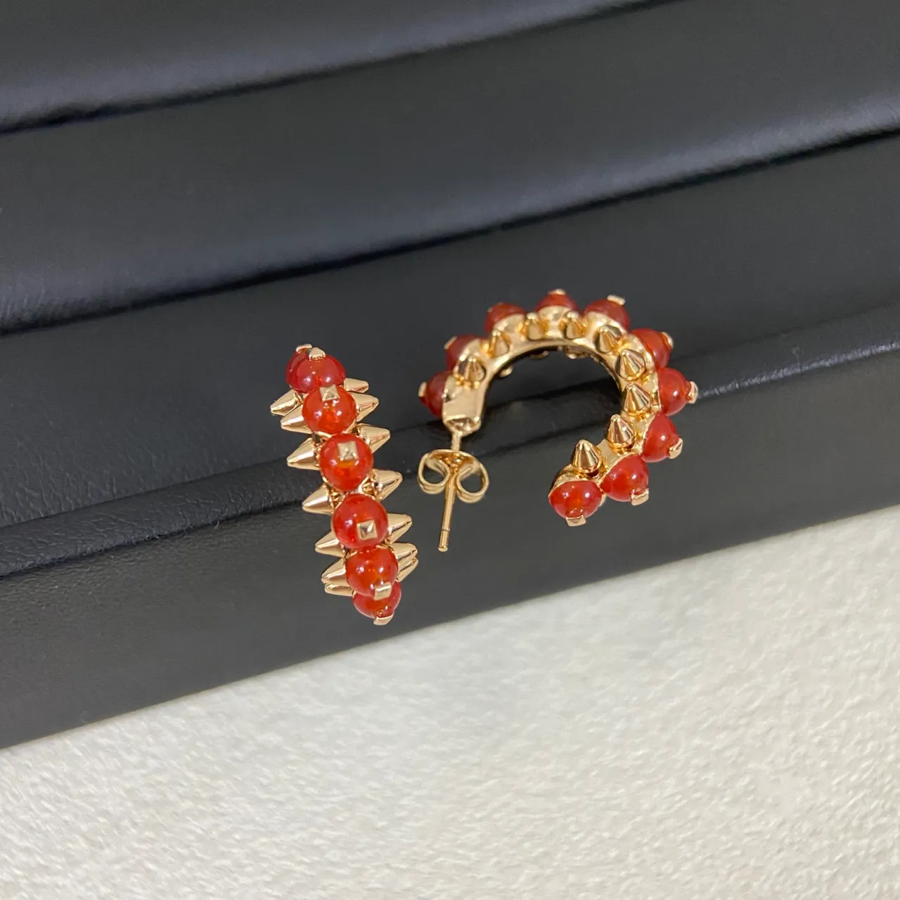 Multicolor Gold Beaded Spiked Earrings 5