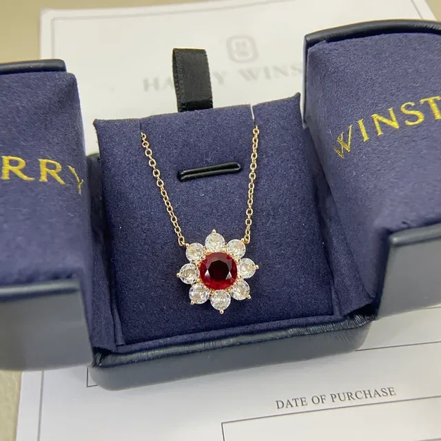 Multicolor Gold Floral Halo Pendant Multi-Stone Cluster Necklace 4
