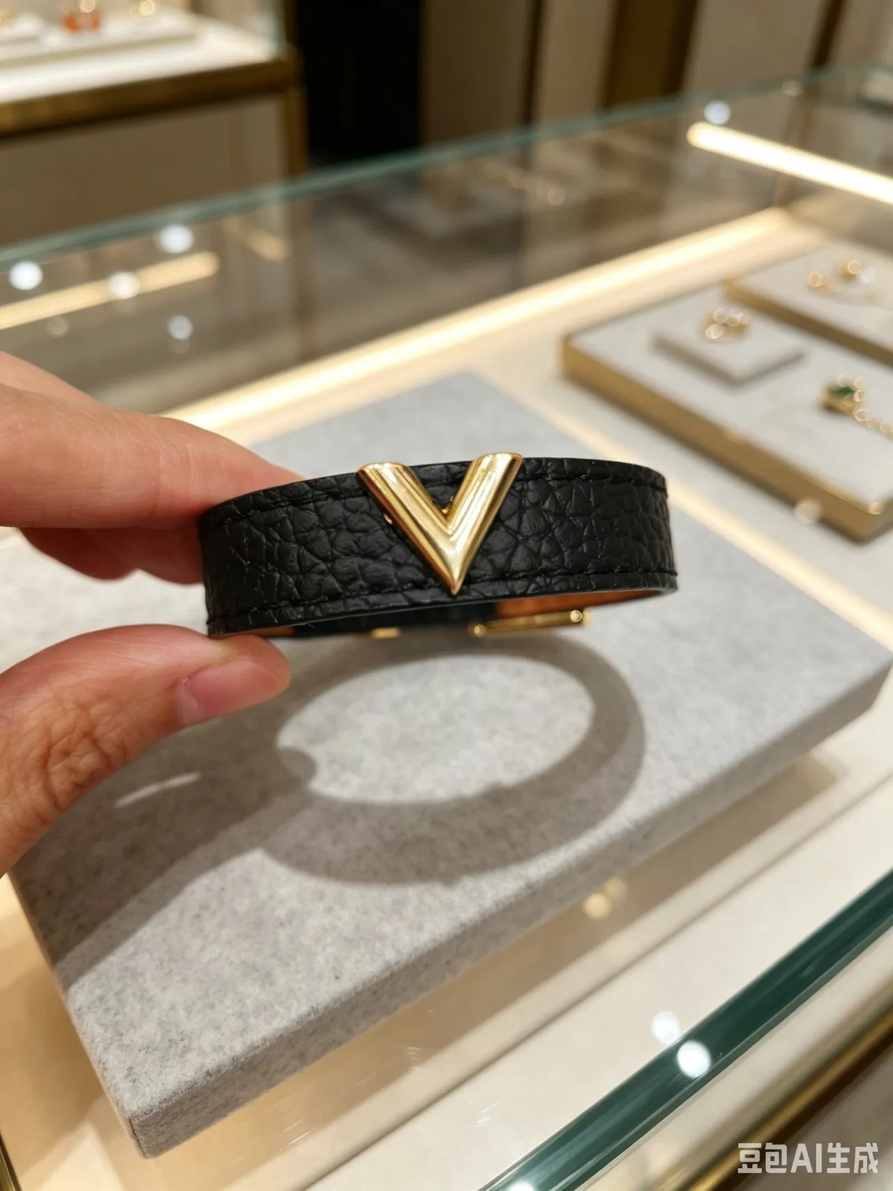 Multicolor Gold Pebbled V-Shaped Hardware Leather Belt 10