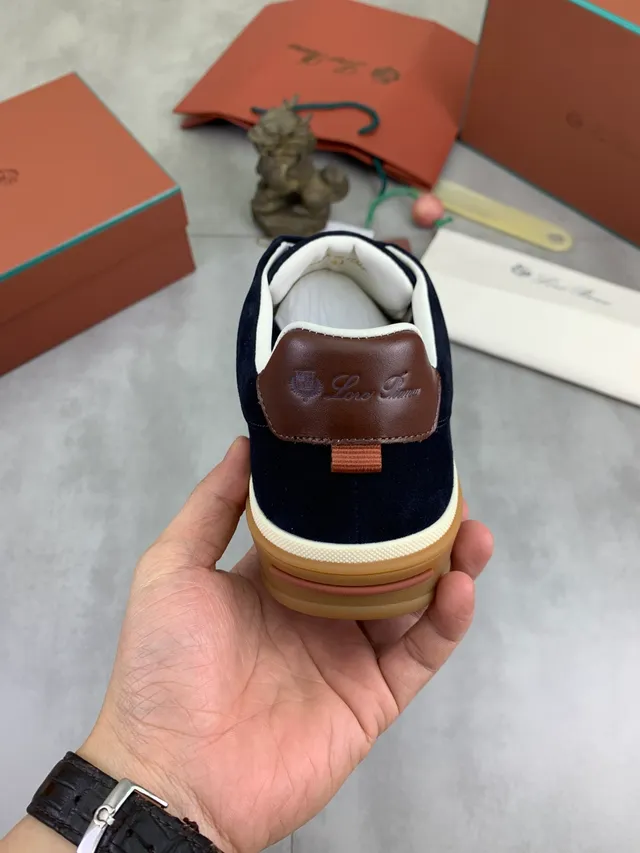Navy Beige Suede Upper Gum Cupsole Sneakers 4