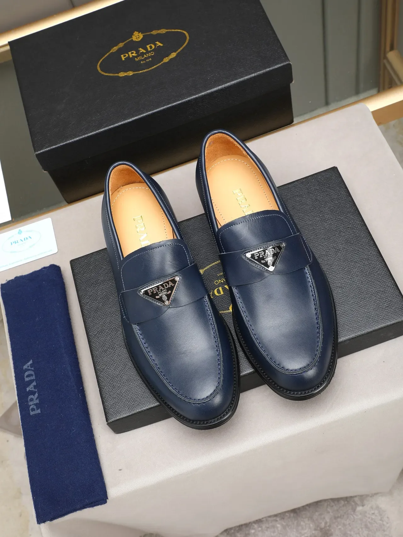 Navy Black Leather Penny Loafer 3