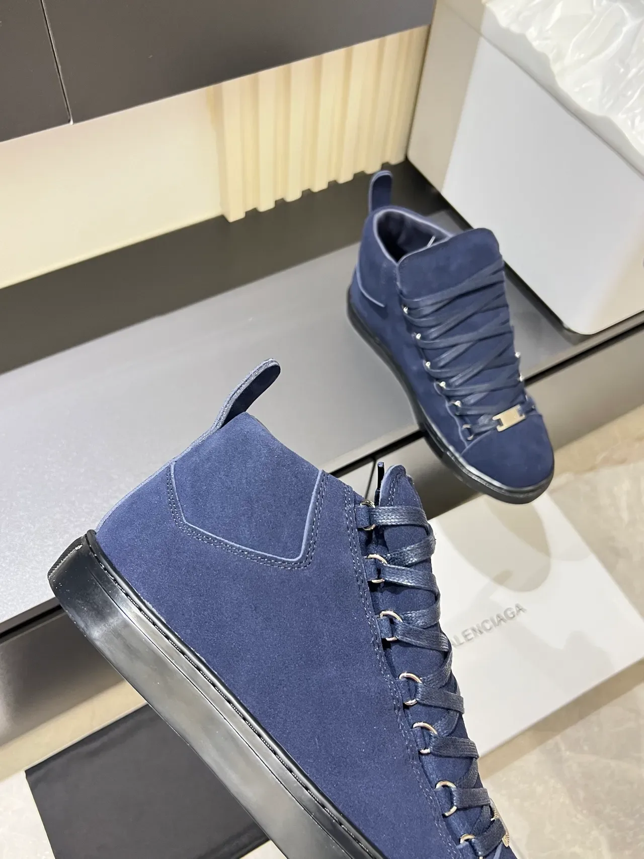 Navy Black Suede Upper High-Top Silhouette Sneakers 3