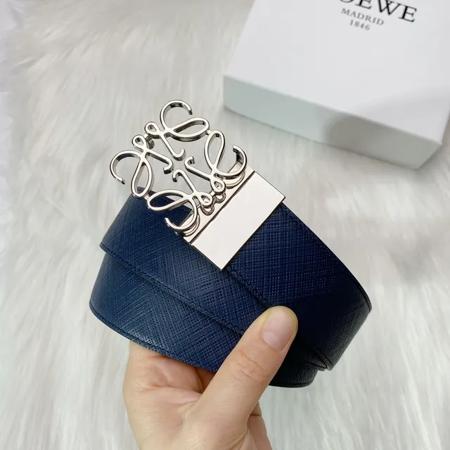 Navy Black Textured Reversible Leather Belt 8