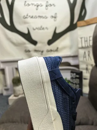 Navy Blue Woven Platform Low-Top Lifestyle Sneakers 3