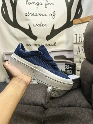 Navy Blue Woven Platform Low-Top Lifestyle Sneakers 5