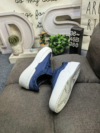 Navy Blue Woven Platform Low-Top Lifestyle Sneakers 6