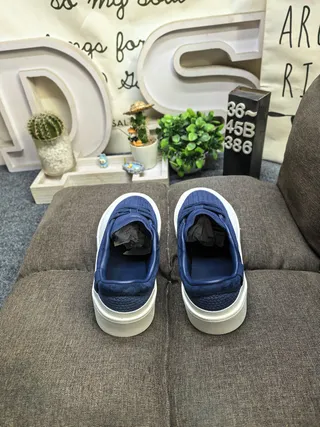 Navy Blue Woven Platform Low-Top Lifestyle Sneakers 8