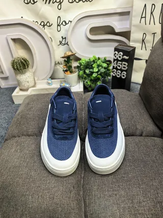 Navy Blue Woven Platform Low-Top Lifestyle Sneakers 10