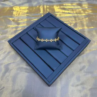 Pulsera con motivo de hoja de oro navy, acentos de cristal faceteado