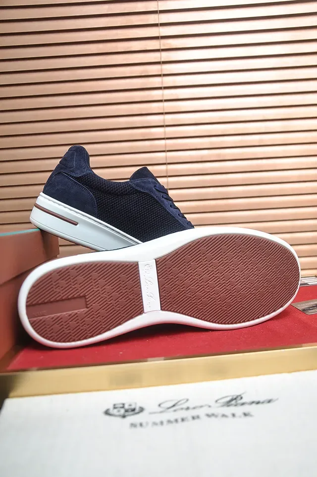 Navy Mesh-Suede Platform Sneaker 3