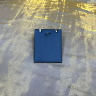 مجوهرات نافي فضي صلب مستطيل متموج أزرق سطح