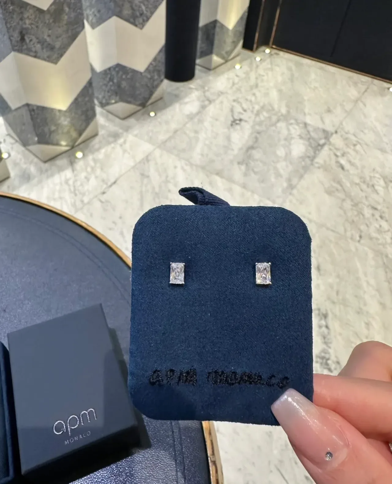 Navy Silver Rigid Rectangular Textured Blue Surface Jewelry 8