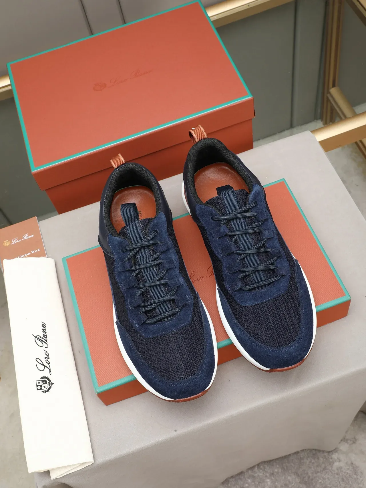 Navy Suede and Mesh Low-Top Lifestyle Sneaker 2