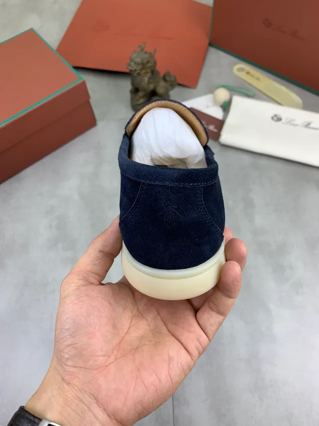 Navy Suede Moc-Toe Slip-On Loafers 3