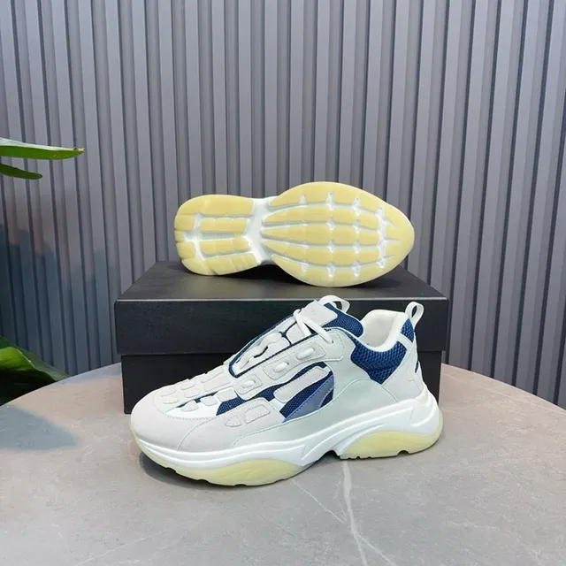 Off-White Cream and Navy Blue Chunky Sneaker 4