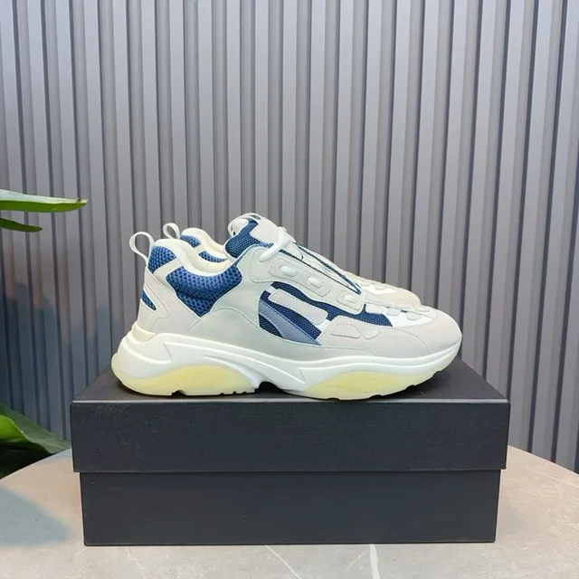 Off-White Cream and Navy Blue Chunky Sneaker 5