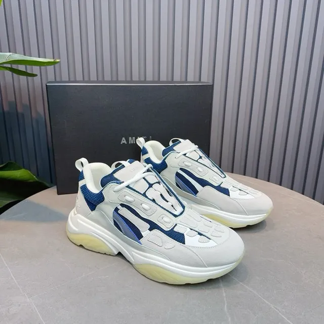 Off-White Cream and Navy Blue Chunky Sneaker 6