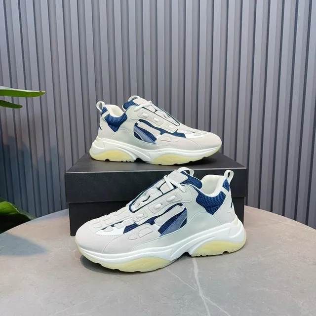 Off-White Cream and Navy Blue Chunky Sneaker 7
