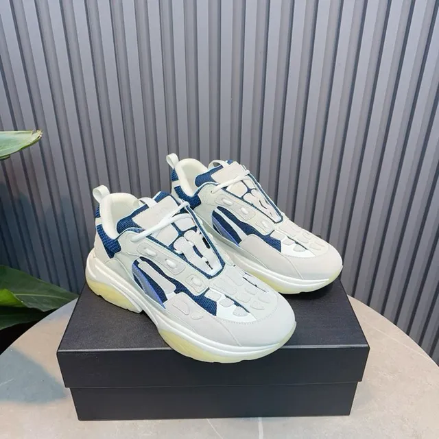 Off-White Cream and Navy Blue Chunky Sneaker 8
