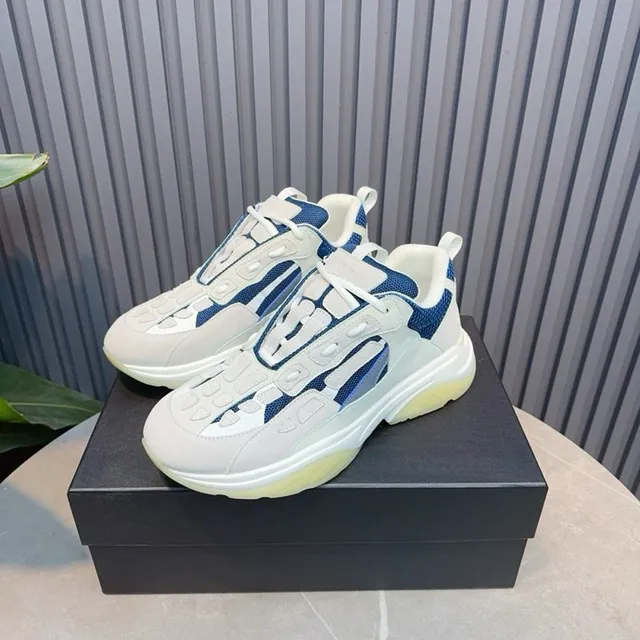 Off-White Cream and Navy Blue Chunky Sneaker 9